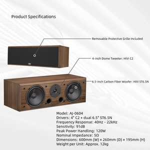 AJ-0604 Altavoz Pasivo de Canal Central de 6.5 Pulgadas, Audio de Alta Fidelidad para Cine <span class=keywords><strong>en</strong></span> Casa, para Diálogos Claros y Sonido Envolvente - Product Image 3