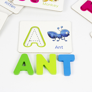 Puzzle all'ingrosso educativo legno <span class=keywords><strong>numeri</strong></span> e alfabeto inglese riconoscimento lettere carte di apprendimento, giocattoli ABC, Flash Card per i bambini - Product Image 6