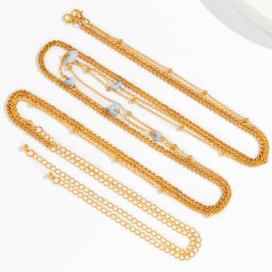 Catena per Pancia Bohemia Multistrato in Pietra Naturale Impermeabile in Acciaio Inossidabile 316L, Gioielli Minimalisti Placcati Oro 18K da Donna - Product Image 4