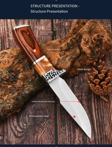 Cuchillo Plegable Profesional HL para Acampar al Aire Libre con Mango de Madera Pintada y Goma/G10, Hoja de Acero Inoxidable 4Cr14, Cuchillo de Bolsillo - Product Image 4