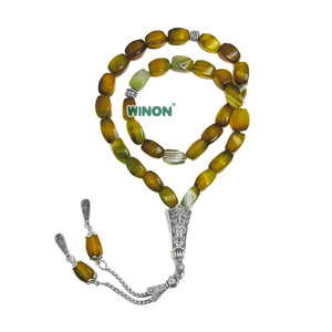 Winon - Rosario Islámico de Ágata Natural al por Mayor, 8*12mm, Chapado en Plata, Rosario Musulmán, Tasbih, Misbaha - Product Image 3