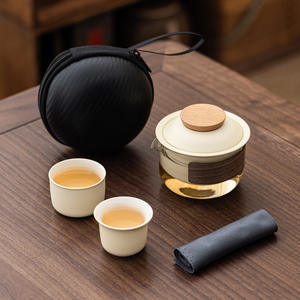 ชุดน้ำชาเซรามิกพกพาดีไซน์ทันสมัยจาก <span class=keywords><strong>Lobo</strong></span> Outdoor เป็นมิตรกับสิ่งแวดล้อม ประกอบด้วยกาน้ำชาหนึ่งใบและถ้วยชาสองใบ เหมาะสำหรับงานบริษัท ดื่มชาและกาแฟ - Product Image 1