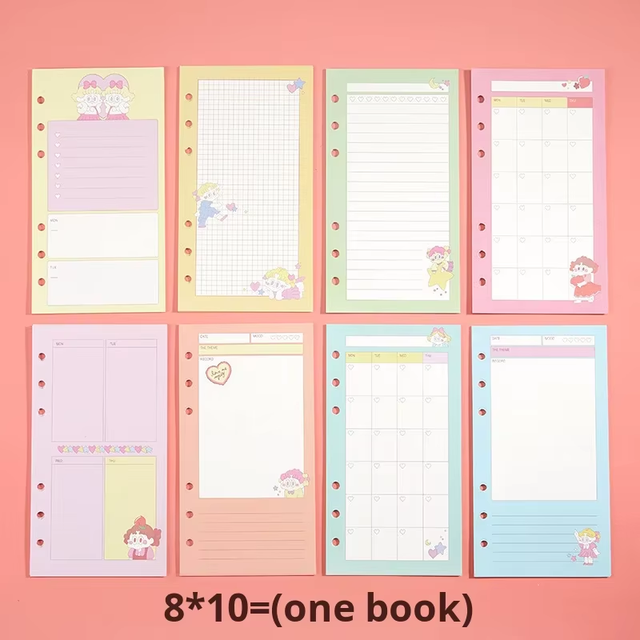 Korean Stationery A6 Color Loose-leaf Ring Binder Notebook Refill 6 Holes Cute Girly Heart Inner Pages School Gift
