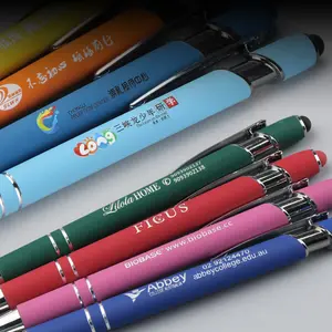 Promotionele Multi-Color Pen Body Dual Head Gebruik Touchscreen Metalen Balpen Met Aangepaste Logo