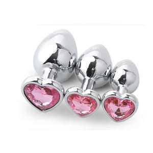 Metal Heart Crystal Anal Plug Set Stainless Steel Butt Plugs with Gem Jewel <strong>Trainer</strong> Kit Adult Sex Toys for Couples Women Men - Product Image 1