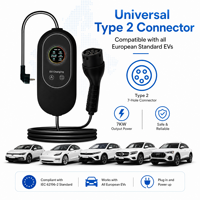 Chargeur EV portable 7 kW CE RoHS TUV Type 2 32A 220V pour Tesla Volkswagen BMW Audi Mercedes Renault Peugeot Fiat