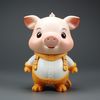 Porte-clés publicitaires personnalisables en forme de cochon de dessin animé solaire, mousquetons, forme sur mesure, impression numérique étanche pour cadeaux personnalisés