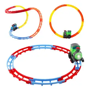 Sıcak pil kumandalı plastik sihirli DIY yuvası demiryolu araba hız treni Anti yerçekimi yüksek hızlı demiryolu hattı oyuncak esnek parça