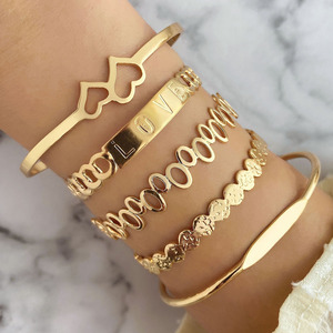 Women's Punk Alloy Gold Bead Cuban Link Geometric Layered <b>Bracelet</b> Set Irregular <b>Boho</b> Hand Jewelry Collection Fashion Bangles - Product Image 6