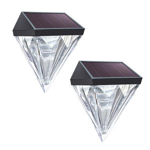 Nouvelle lampe murale solaire extérieure en forme de diamant, étanche, résistante à l'humidité, pour clôture, lumière décorative de jardin, vente directe d'usine - Product Image 5