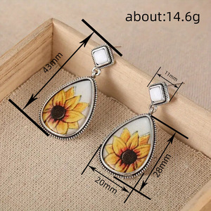 Orecchini a Goccia con Girasoli per Donne, Stile Pastorale Fresco per Vacanze, Gioielli alla Moda - Product Image 4