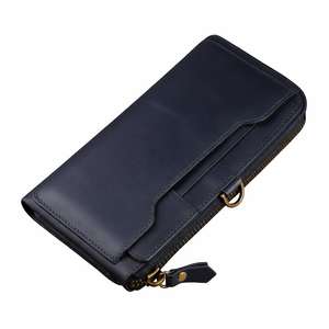 Portefeuille long en cuir de vachette de qualité supérieure pour homme, style professionnel fin et pliable - Product Image 1