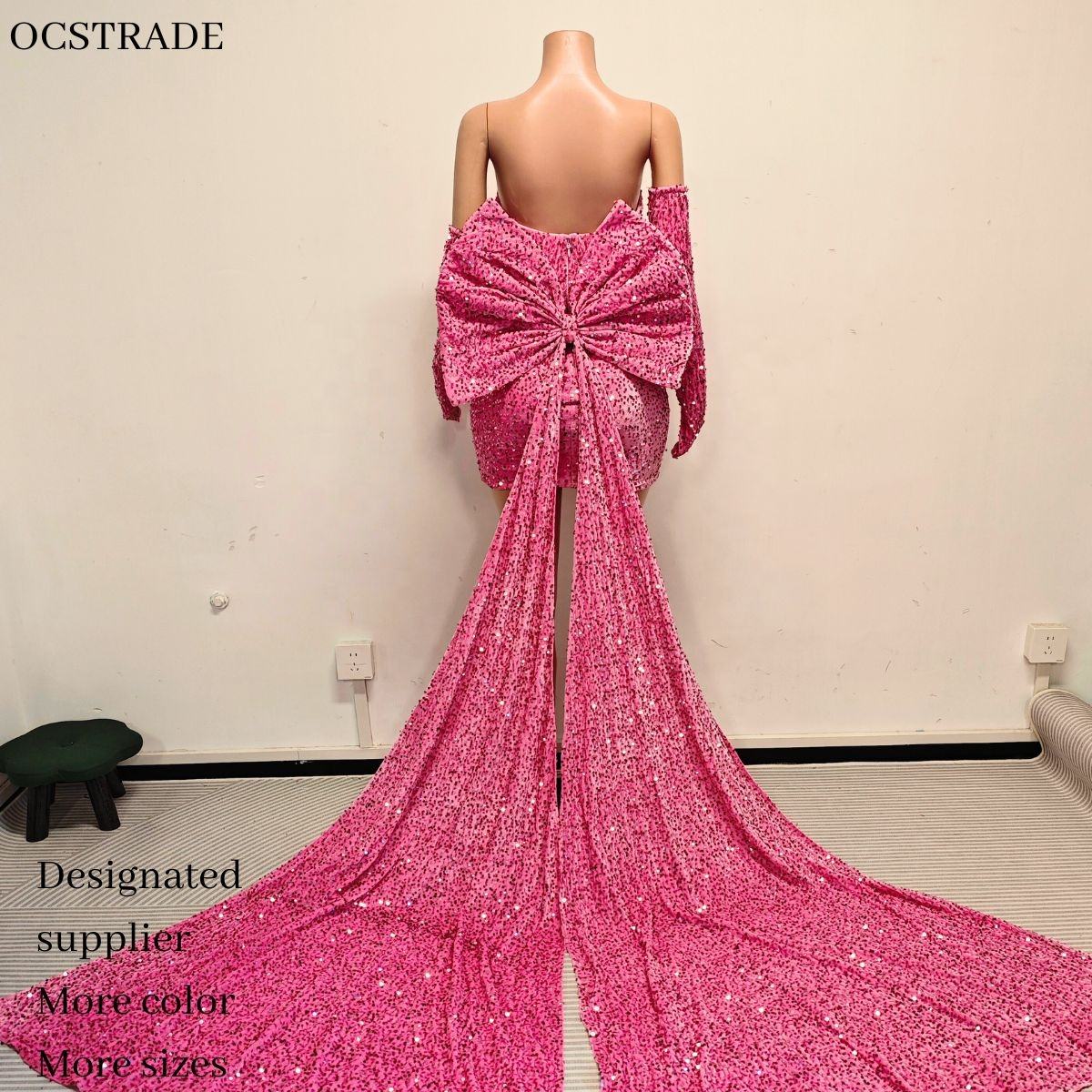 Catálogo de fabricantes de vestidos de cóctel mini rosa y negro de