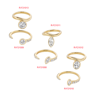 Gemnel Open Pave Round Band Bezel Set Diamond 925 Sterling Silver Round oval marquise <b>Stack</b> <b>Ring</b> Set - Product Image 1