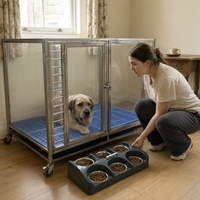 Cage pour chien Overlord Série Rectangle, grande capacité, en acier inoxydable et verre résistant aux morsures, pour transport intérieur