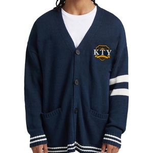 <span class=keywords><strong>Cardigan</strong></span> in Cashmere Lavorato a Maglia con Logo Personalizzato <span class=keywords><strong>Blu</strong></span> e Bianco per <span class=keywords><strong>Uomo</strong></span> Abbigliamento Casual con Ricamo e Bottoni - Product Image 1