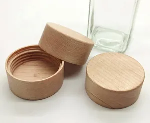 Fornitura di fabbrica di nuovo Design tappo a vite coperchio per bottiglia trasparente coperchi in legno per barattoli barattoli di spezie in vetro per caffè alimentare