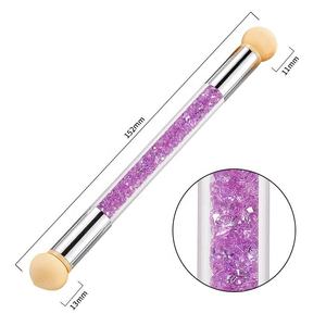 Outil de Nail Art à Double Embout avec Poignée <span class=keywords><strong>en</strong></span> Cristal Couleur Ombrée, Tête <span class=keywords><strong>en</strong></span> <span class=keywords><strong>Silicone</strong></span> et Éponge pour Effet Blooming - Product Image 4