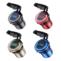 QC 3.0 36W double chargeur de voiture USB 12V prise étanche en métal avec voltmètre support de téléphone polyvalent 12-24V