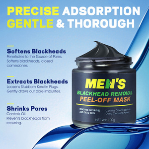 Soins de la peau pour hommes : Nettoyant moussant + Tonique + Masque peel-off anti-points noirs + Crème à la vitamine E, Nettoyage en profondeur, Contrôle du sébum, Réparation et anti-âge - Product Image 3