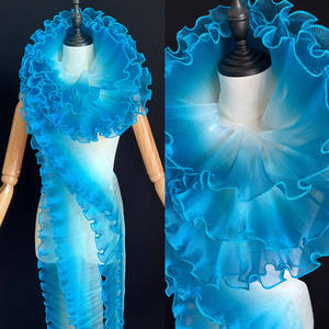 Dégradé Ruffle Edge Original tridimensionnel plissé <span class=keywords><strong>grande</strong></span> dentelle irisé dégradé Organza tissu Designer dentelle accessoires - Product Image 1