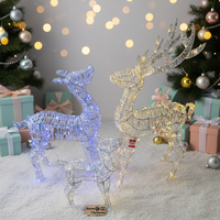 Ensemble de 3 rennes pliables en fer avec lumières LED, étanches IP44, écologiques, décoration de Noël extérieure pour la maison