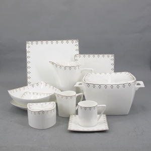 मध्य पूर्व चीनी मिट्टी के बर्तन का सेट 6 लोगों का उपयोग 66 पीसी नई हड्डी चीन पूर्ण decal गोल्ड डिजाइन सिरेमिक डिनर सेट - Product Image 3