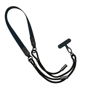 Neckband Mobile Phone Strap Black Adjustable Cord With T-<b>Bar</b> Clip For <b>Secure</b> Carry - Product Image 1