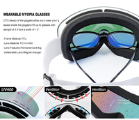Masque de ski UV400, lunettes de snowboard, protection contre le vent, sans monture, ventilation, lentille polarisée en mousse, lunettes de ski sur ordonnance
