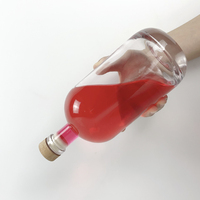 Bouteilles en verre à fond rond de 750ml pour vodka whisky tequila brandy gin rhum paquet avec liège en bois