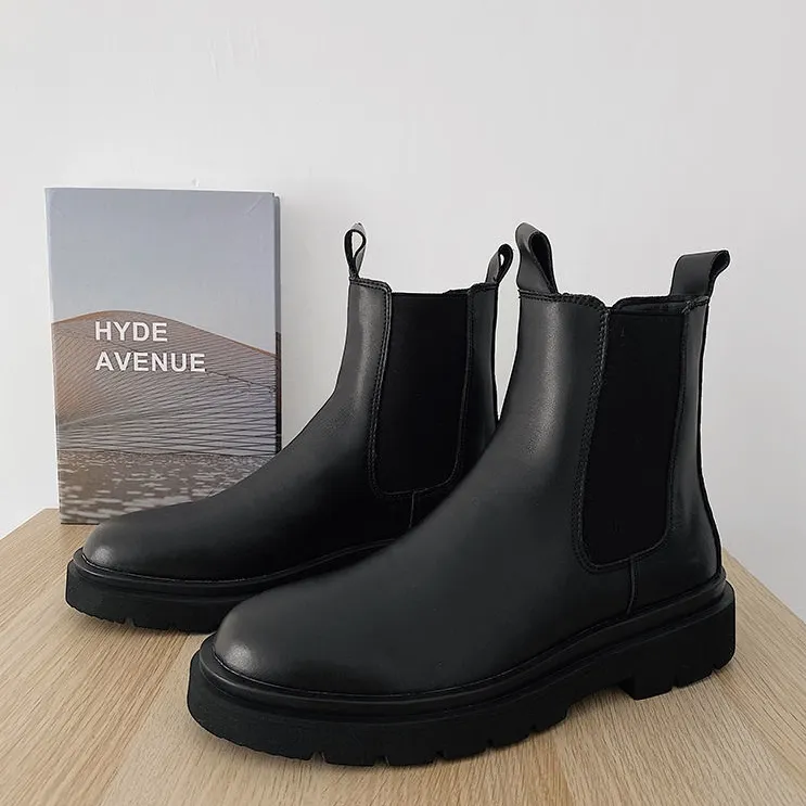 Original Wholesale Dress Chelsea Boots Men's Thick Sole Leather Ankle Martin Boots for Male