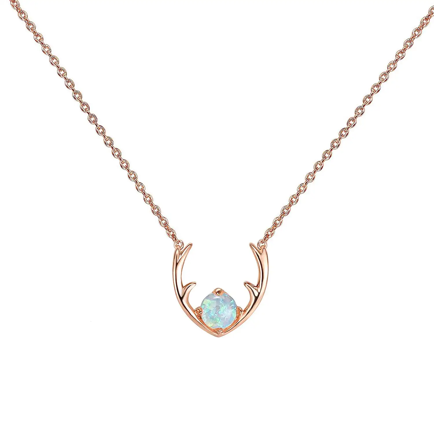 Dainty Custom Fine Jewelry 925 Sterling Silver Gold Plated Women Opal Triangle Herringbone Bar Geometric Pendant Necklace