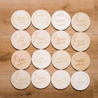 En bois bébé mensuel jalon disques grossesse annonce cartes nouveau-né naissance autocollants douche cadeau ensemble Photo accessoire