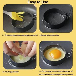 Pancake Rings Round Silicone Fried Egg Omelette Ring Mold Breakfast Sandwich Maker with Egg Cooker Ring - Product Image 5