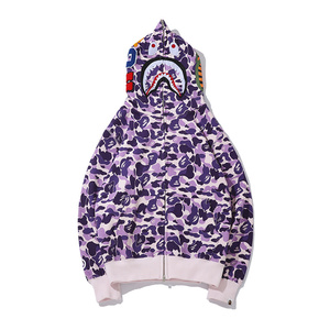 Produits de dropshipping 2026 : Sweat à capuche zippé Bapees Camouflage Shark, 100% coton respirant en molleton bouclette, haut unisexe streetwear - Product Image 2