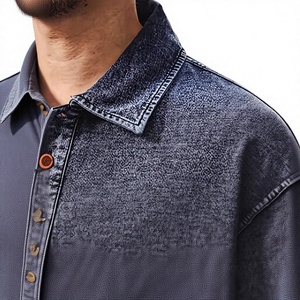 Polo en jean d'été à manches courtes pour homme, coupe ample et oversize, en coton 100% de qualité supérieure, poids lourd 10-12 oz - Product Image 6
