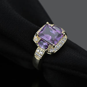 2025 экологически чистый медный фиолетовый квадратный циркон кольцо с персонализированным медным материалом и бриллиантами инкрустированные ювелирные изделия - Product Image 3