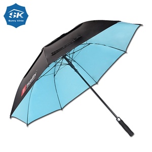 High-End Custom Logo Double-Layer <b>Windproof</b> UV Black Coating Manual Golf <b>Umbrella</b> 60" Modern Straight Style for Golf Cart - Product Image 1
