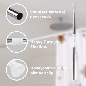 Tringle <span class=keywords><strong>de</strong></span> <span class=keywords><strong>douche</strong></span> en acier inoxydable <span class=keywords><strong>de</strong></span> haute qualité, résistante à la rouille, style moderne, amovible, rétractable, réglable, robuste, écologique - Product Image 4