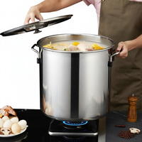 Marmite à soupe et riz multifonctionnelle classique en acier inoxydable pour hôtels, grande capacité, épaissie, avec couvercle, compatible gaz et induction
