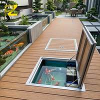 Plancher de terrasse modulaire en aluminium à vérins à gaz relevables, avec joint sans soudure, faible entretien, en aluminium et plastique, pour bassin à koïs