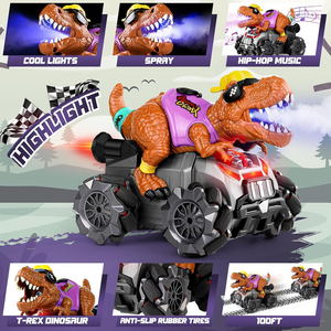 Voiture télécommandée dinosaure rechargeable avec lumières, musique et pulvérisation, véhicule électrique tout-terrain pour enfants, idéal pour l'intérieur et l'extérieur, cadeau d'anniversaire - Product Image 3
