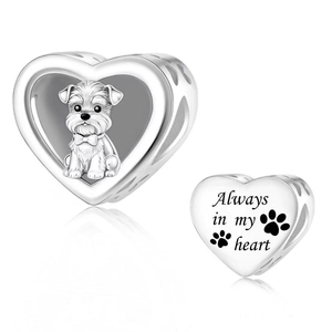 Ciondoli Pan Charms in Argento: Yorkshire Schnauzer, <span class=keywords><strong>Bulldog</strong></span> <span class=keywords><strong>Francese</strong></span>, Bassotto - Perline per Braccialetti Originali, Gioielli Commemorativi per l'Amore degli Animali Domestici, Berloque - Product Image 2
