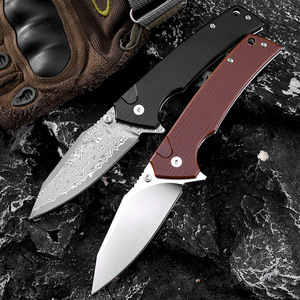 Couteau de poche pliant, couteau à fruits, lame <span class=keywords><strong>en</strong></span> acier Damas, manche G10, camping <span class=keywords><strong>en</strong></span> plein air, petit couteau EDC portable - Product Image 3