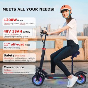 Monopattino Pieghevole ad Alte Prestazioni 1200W 48V con Luci LED, Impermeabile, Doppio Motore J-11 1200W, Lunga Autonomia - Disponibile in Magazzino USA/UE/UK dal 2026 - Product Image 1
