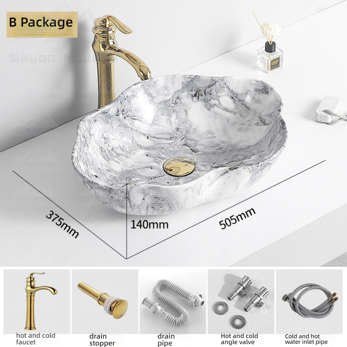 Package B (with faucet hardware)
