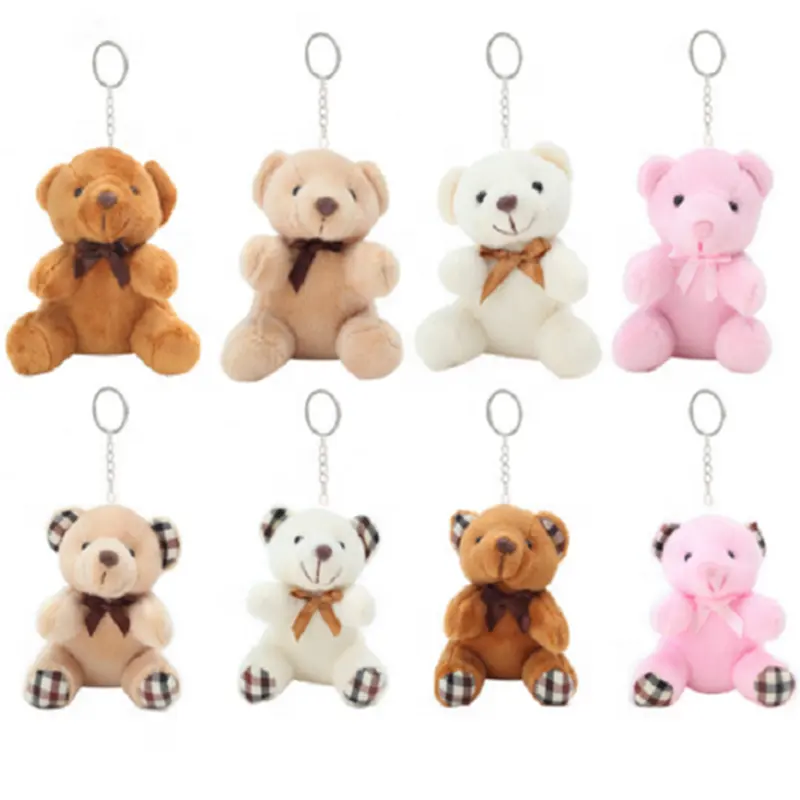 Su ordine all'ingrosso orso portachiavi mini teddy bear portachiavi carino giocattolo farcito peluche portachiavi personalizzato portachiavi di peluche