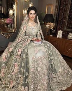 Elegante diseñador ATIYA LIBAS estilo indio/pakistaní acetato hasta el suelo Lehenga Choli para boda bordado Zardozi pesado - Product Image 3