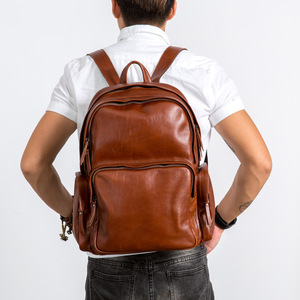 Custom Travel Back Pack Large Capacity Travel Pu Black Leather <b>Backpack</b> Bag Bookbags <b>Men</b> Women <b>Backpack</b> - Product Image 1