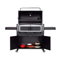 Chariot de Barbecue en fonte, robuste pour l'extérieur, pour charbon de bois, Grill Portable, avec rôtissoire et armoire